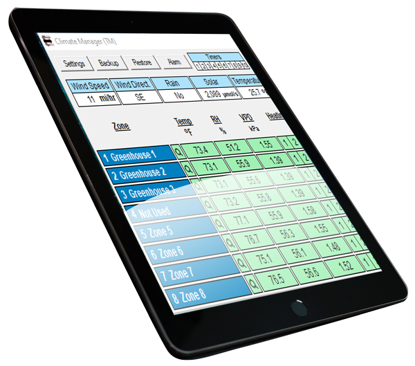Climate Control Systems software on a tablet